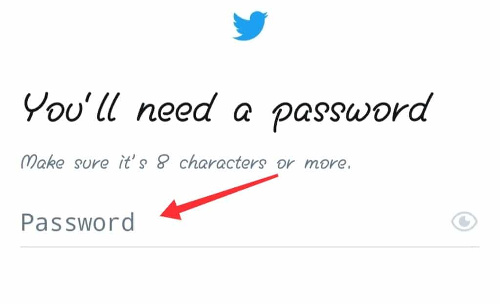 twitter create account password change